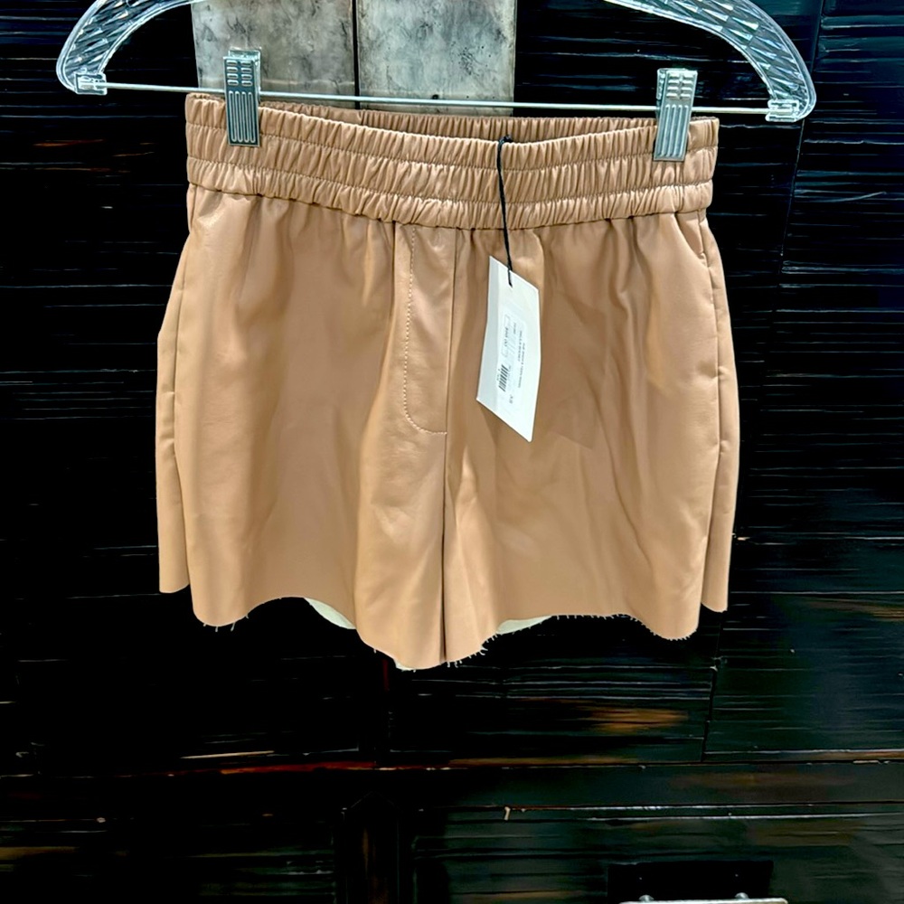 Vegan tan leather shorts new with tag
